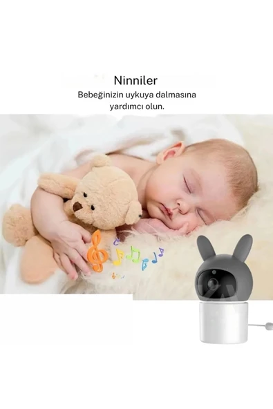 Bebek Kamerası Kumandalı Monitörlü Karşılıklı Konuşma Özellikli , Hatırlatıcılı Ip Bebek Kamerası - Resim 4
