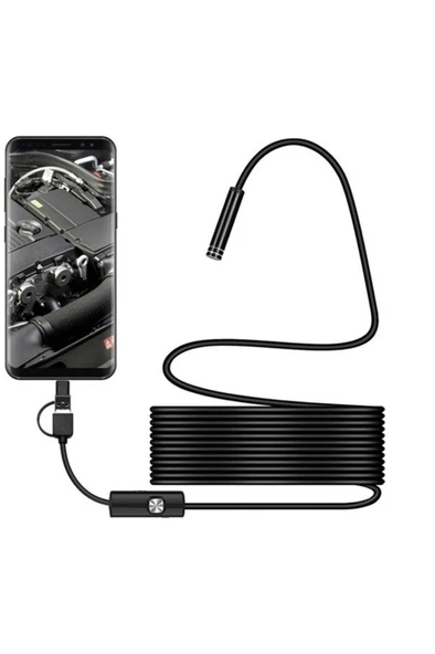 Endoskop 3 İn 1 Yılan Kamera Usb Micro Usb Type-c 20 Metre Sert Kablo - Resim 3