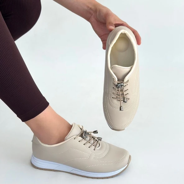 Finna Bej Cilt Bağcıklı Spor Ayakkabı - Resim 4