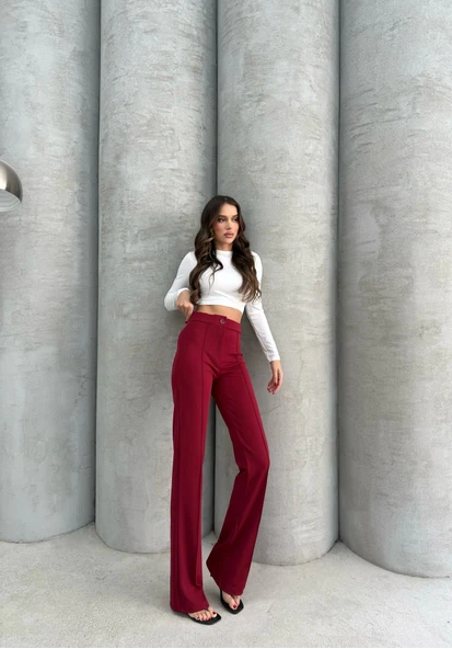 Önü cumalı ithal krep pantolon - 5