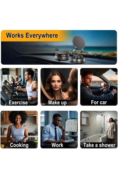 Metalik Magsafe Telefon Tutucu Tüm Yüzeylerle Uyumlu Vakumlu 360 Dönen Oynar Başlık - Resim 4