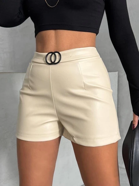 Tokalı deri şort h24444