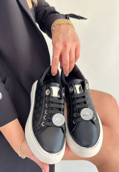 Jlar Siyah Cilt Bağcıklı Spor Ayakkabı