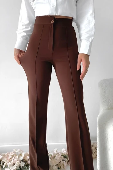 Önü cumalı ithal krep pantolon - 2