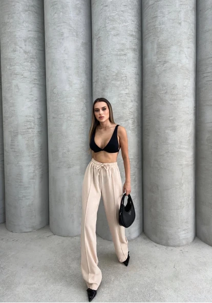 Çımalı keten pantolon - 4