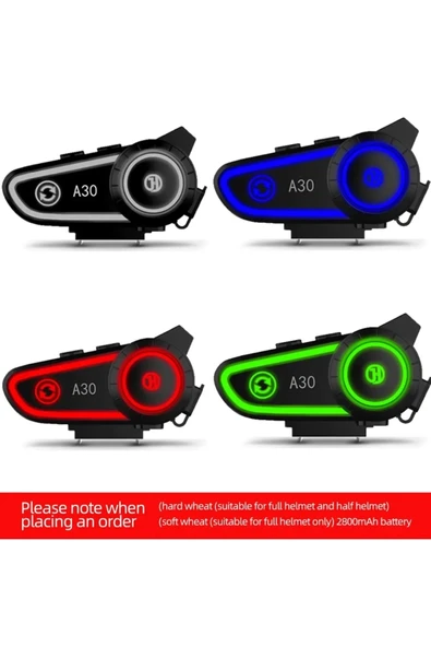 A30 Motosiklet Kask Kulaklık Intercom Işıklı 2 Eşleşme Özellikli - Resim 2