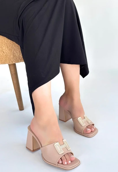 Caren Bej Cilt Topuklu Terlik - 3