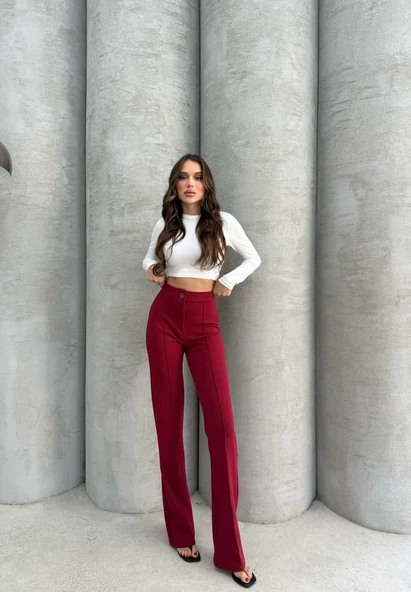 Önü cumalı ithal krep pantolon - 4