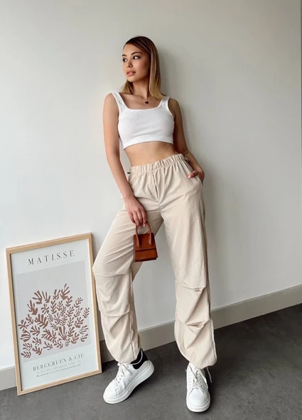 Paraşüt pantolon bej - 3