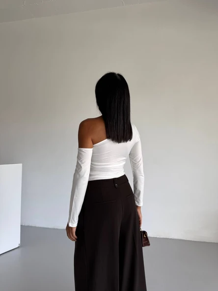 Omuz detaylı kollu bluz beyaz - 2