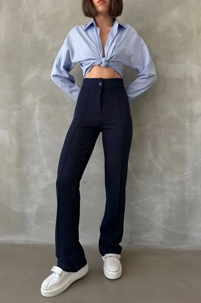 Önü cumalı ithal krep pantolon - 4