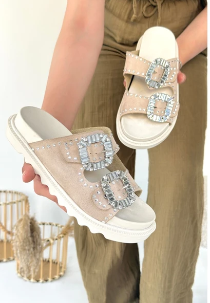 Juana Bej Nubuk Taşlı Terlik - 3