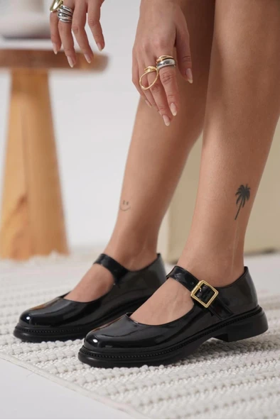 x Siyah Rugan Oxford Ayakkabı - 2