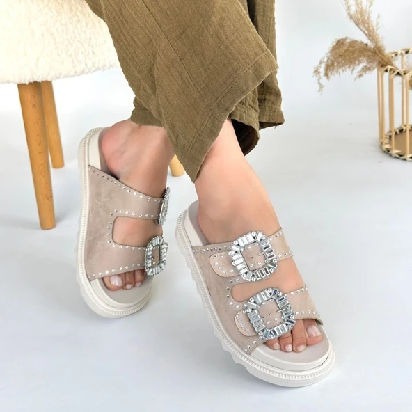 Juana Bej Nubuk Taşlı Terlik - 4