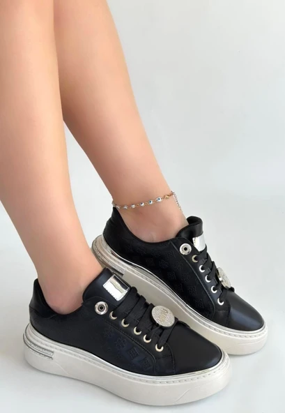 Jlar Siyah Cilt Bağcıklı Spor Ayakkabı - 3