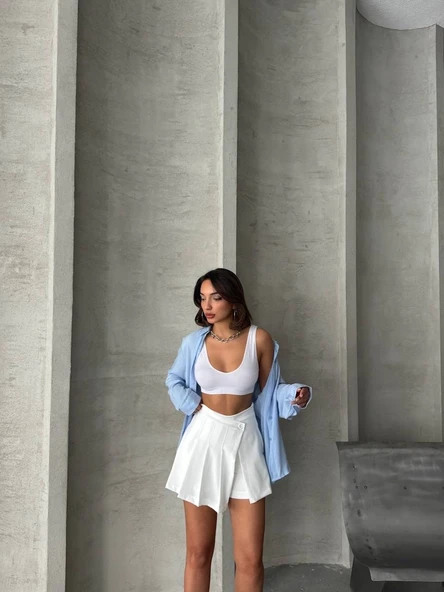 Pliseli şort etek - 5