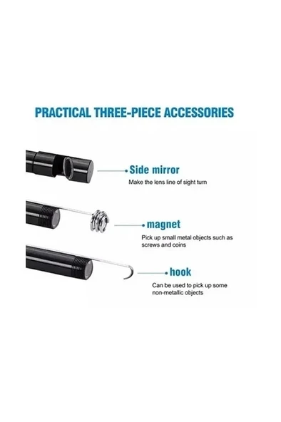 Vtn-02 Endoskop Yılan Video Kamera Led’li 2 Metre 7 Mm Sert Kablo Su Geçirmez - Resim 5