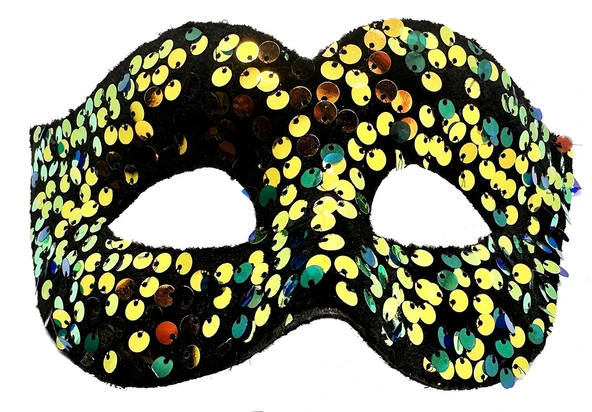 Altın Renk Arkadan Lastikli Pul Payet İşlemeli B After Parti Maskesi - Resim 2