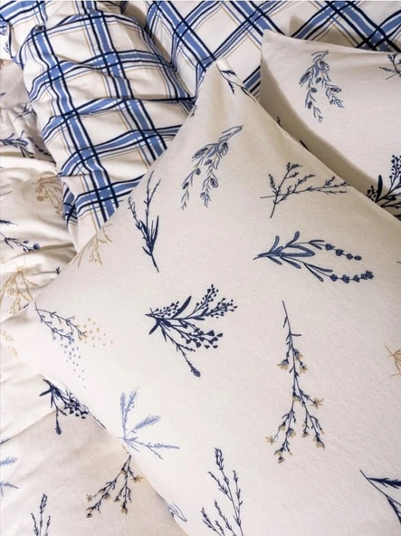 Flanel Nev Takımı Tek Kişilik Lavanid Mavi - 2