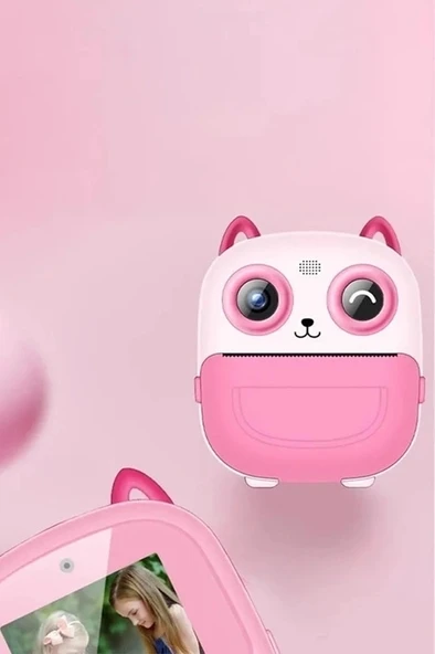 Dijital Video Fotoğraf App Destekli Çocuk Kamerası Termal Resim Kağıt Baskılı Yazıcı Pembe - Resim 3