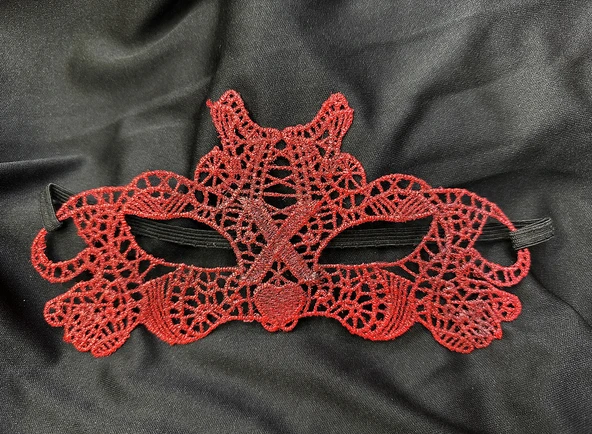 Kırmızı Dantel Masquerade Maskesi Çift Taraflı 10 No ürün görseli 1