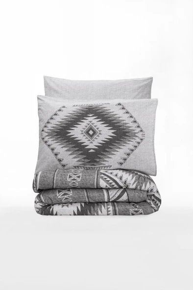 Etnich Nev Takımı Çift Kişilik Delos Antrasit - Resim 3