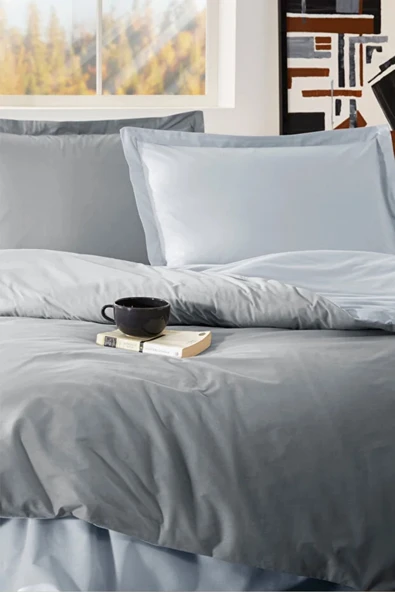 Nevresim Takımı Ranforce Tek Kişilik Kül Gri-Silver Colourist - Resim 2