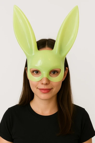 Karanlıkta Parlayan Fosforlu Tavşan Maskesi – Glow Bunny Masquerade Maske (32x22 cm) - 2