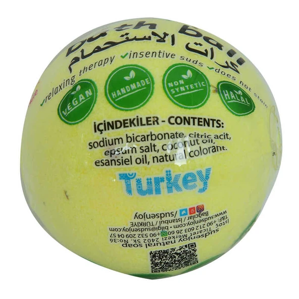 lı El Yapımı Banyo Küvet Topu Sabunu Sarı 90-120 Gr - 3