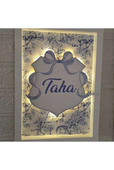 s'he design 30x40 BÜYÜK BOY LEDLİ AHŞAP OBJELİ KAPI SÜSÜ / BEBEK İSMİNE ÖZEL HASTANE DOĞUM ODASI KAPI SÜSÜ ürün görseli