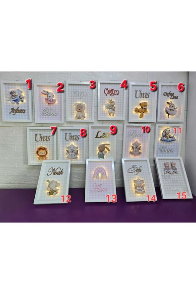 s'he design 30x40 BÜYÜK BOY LEDLİ AHŞAP OBJELİ KAPI SÜSÜ / BEBEK İSMİNE ÖZEL HASTANE DOĞUM ODASI KAPI SÜSÜ - Resim 4