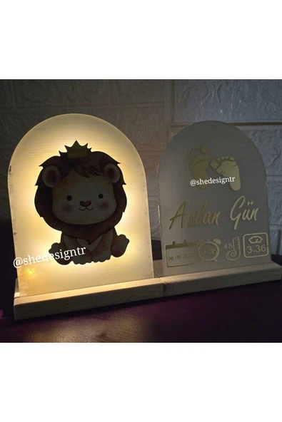 s'he design Bebek İsmine Özel Hazırlanan Işıklı Doğum Panosu - 4