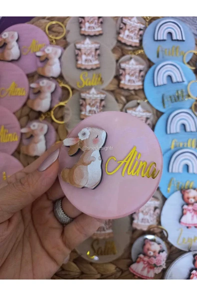 s'he design Hediyelik Figürlü İsme Özel Mıknatıslı Pleksi Magnet 15 Adet