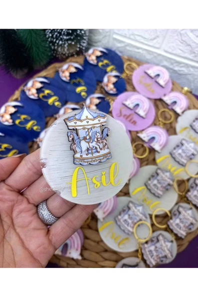 s'he design Hediyelik Figürlü İsme Özel Mıknatıslı Pleksi Magnet 15 Adet - 2