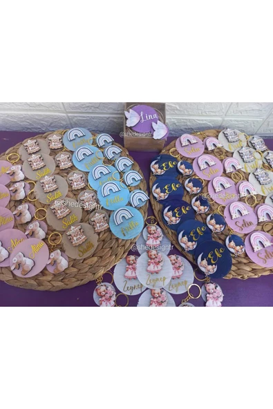 s'he design Hediyelik Figürlü İsme Özel Mıknatıslı Pleksi Magnet 15 Adet - Resim 2