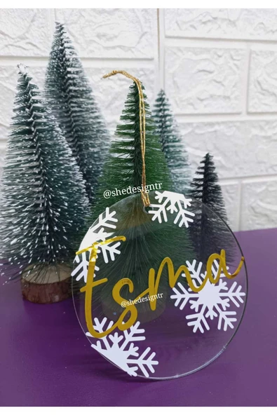 s'he design İsme Özel Yılbaşı Ağaç Süsü 10cm Şeffaf Pleksi - 4