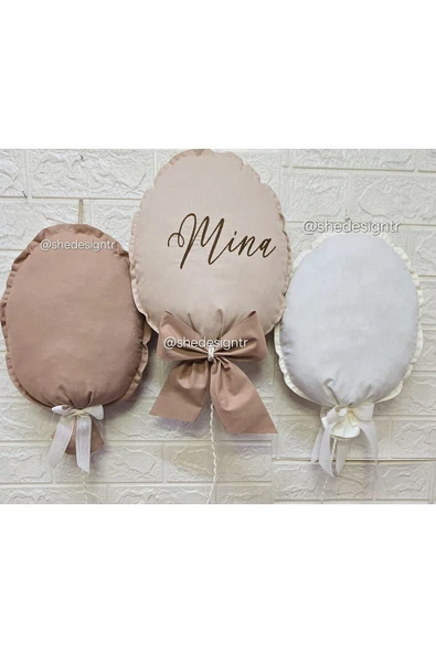s'he design NAKIŞ İSİM İŞLEMELİ 3 ADET 25x35 BÜYÜK BOY BALON YASTIK - Resim 3