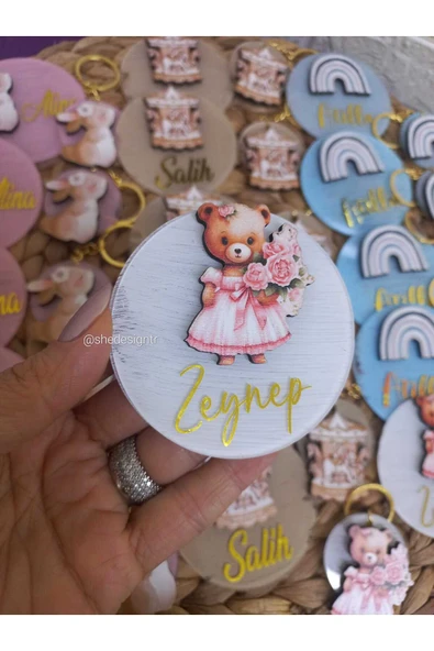 s'he design Hediyelik Figürlü İsme Özel Mıknatıslı Pleksi Magnet 15 Adet - Resim 2