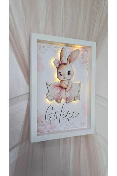 s'he design 30x40 BÜYÜK BOY LEDLİ AHŞAP OBJELİ KAPI SÜSÜ / BEBEK İSMİNE ÖZEL HASTANE DOĞUM ODASI KAPI SÜSÜ ürün görseli