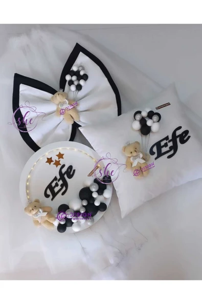 s'he design Beşik Süsleme Taraftar Seti / Hastane Odası Ledli Kapı Süsü / Küvöz Eteği / Ayak Ucu Fiyonk