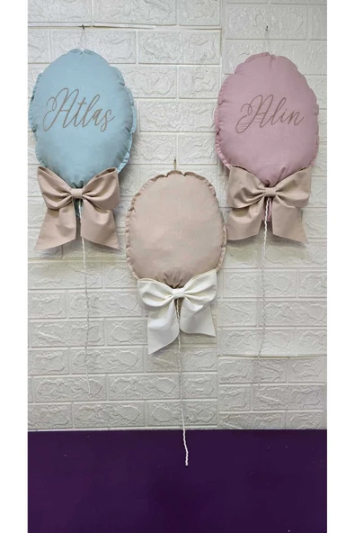 s'he design NAKIŞ İSİM İŞLEMELİ 25x35 BÜYÜK BOY BALON YASTIK BEBEK ODASI ürün görseli