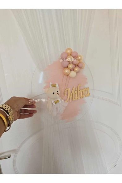 s'he design Kız Bebek Ismine Özel Hazırlanan Buble Pleksi Kapı Süsü ürün görseli