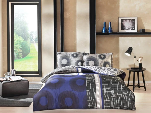 Çift Kişilik Saten Nev Takımı Lionel Lacivert ürün görseli 1