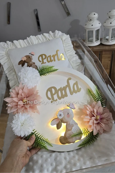 s'he design Kapı Süsü Laatikli Kapı Tülü ve Takı Yastığı Seti - Resim 2