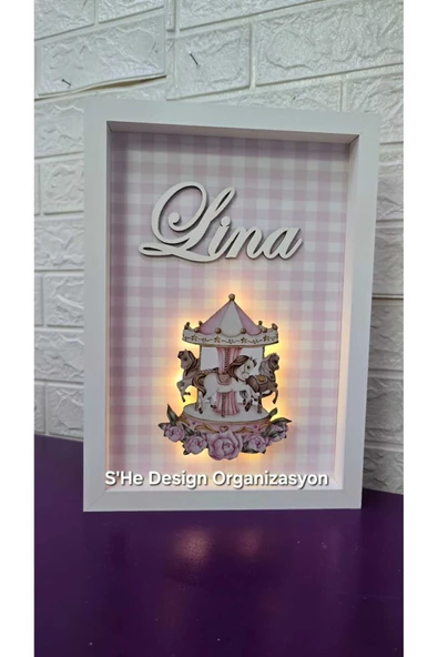 s'he design LEDLİ AHŞAP OBJELİ KAPI SÜSÜ / BEBEK İSMİNE ÖZEL HASTANE DOĞUM ODASI KAPI SÜSÜ ürün görseli