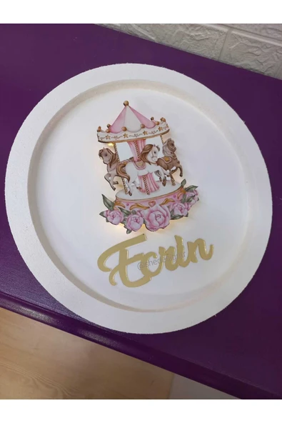 s'he design İsme Özel Hazırlanan Atlıkarınca Ledli Hastane Kapı Süsü ürün görseli