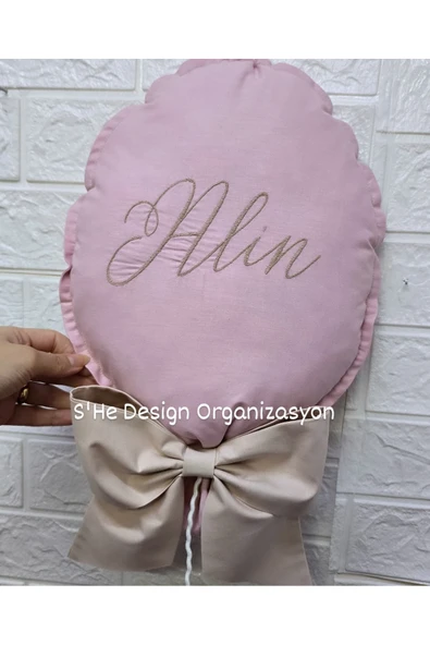 s'he design NAKIŞ İSİM İŞLEMELİ 25x35 BÜYÜK BOY BALON YASTIK BEBEK ODASI - 3