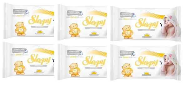 Sleepy Sensitive Islak Mendil 25'lix6 Kapaksız Paket Okul Çanta Seti