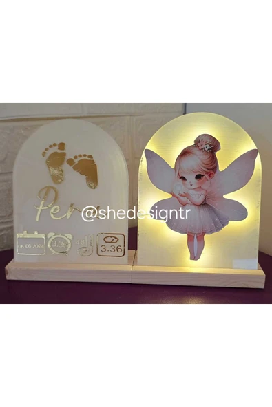 s'he design Bebek İsmine Özel Hazırlanan Işıklı Doğum Panosu - 4