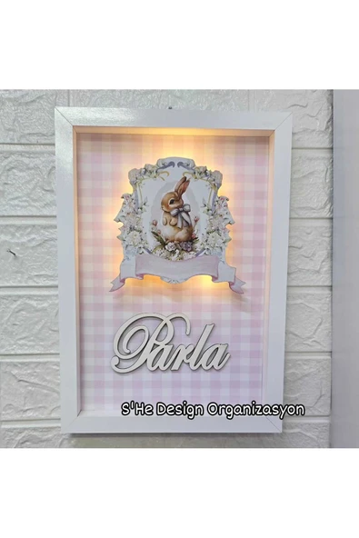 s'he design LEDLİ AHŞAP OBJELİ KAPI SÜSÜ / BEBEK İSMİNE ÖZEL HASTANE DOĞUM ODASI KAPI SÜSÜ